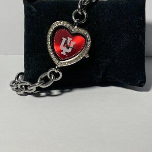 Indiana Hoosiers NCAA Heart Stainless-Steel Bracelet Watch by Game Time NEW